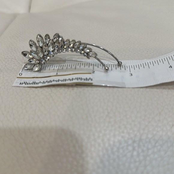 Silver Rhinestone Left Ear Clip Earring - Picture 5 of 5